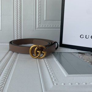 Leather belt with GG buckle
